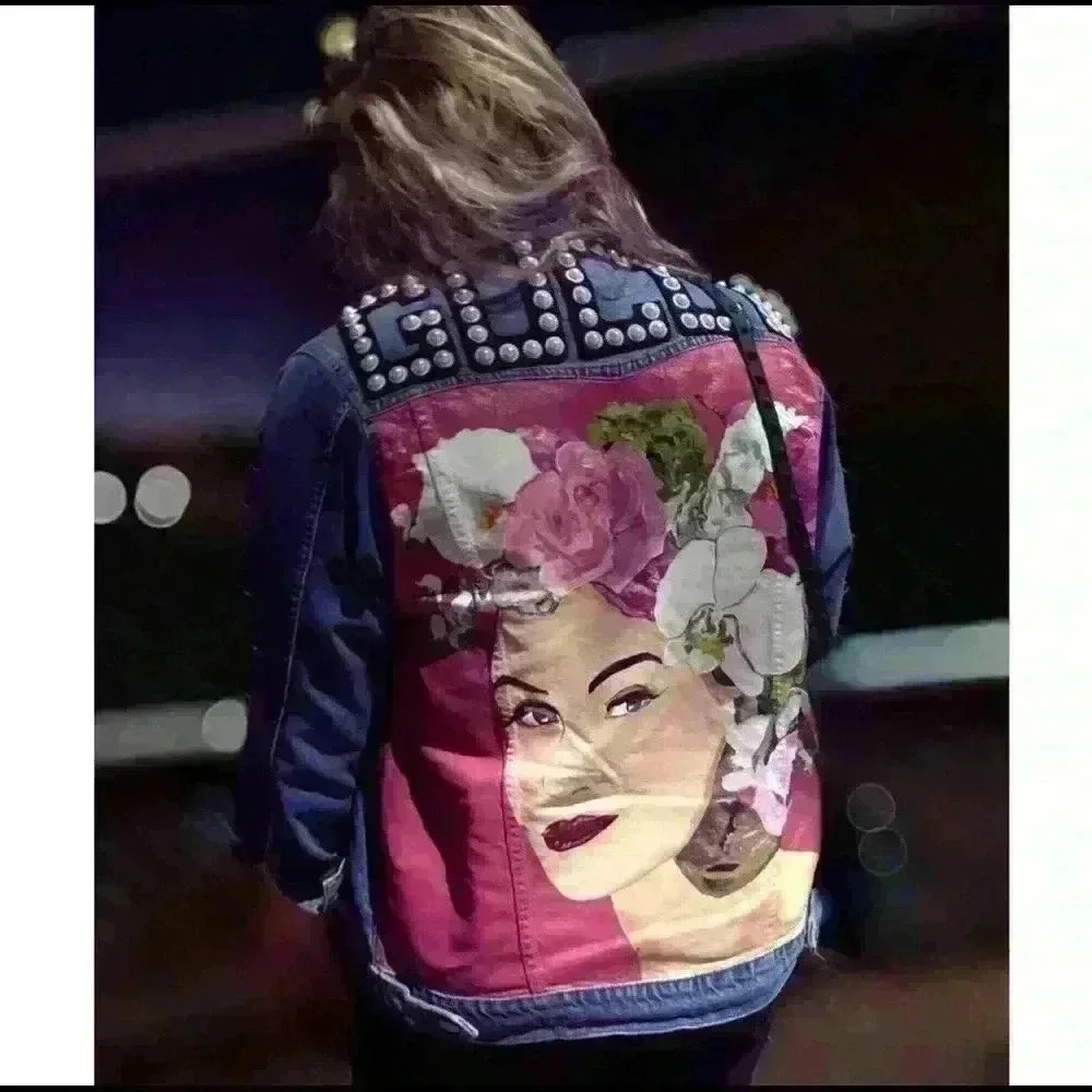 Hand Painted Denim Jacket - Picture 2 of 7